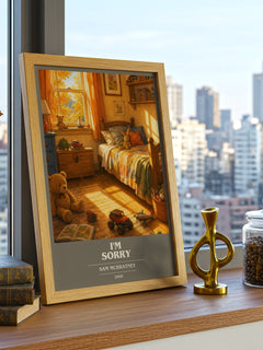 I'm Sorry book cover print framed by window – literary home decor