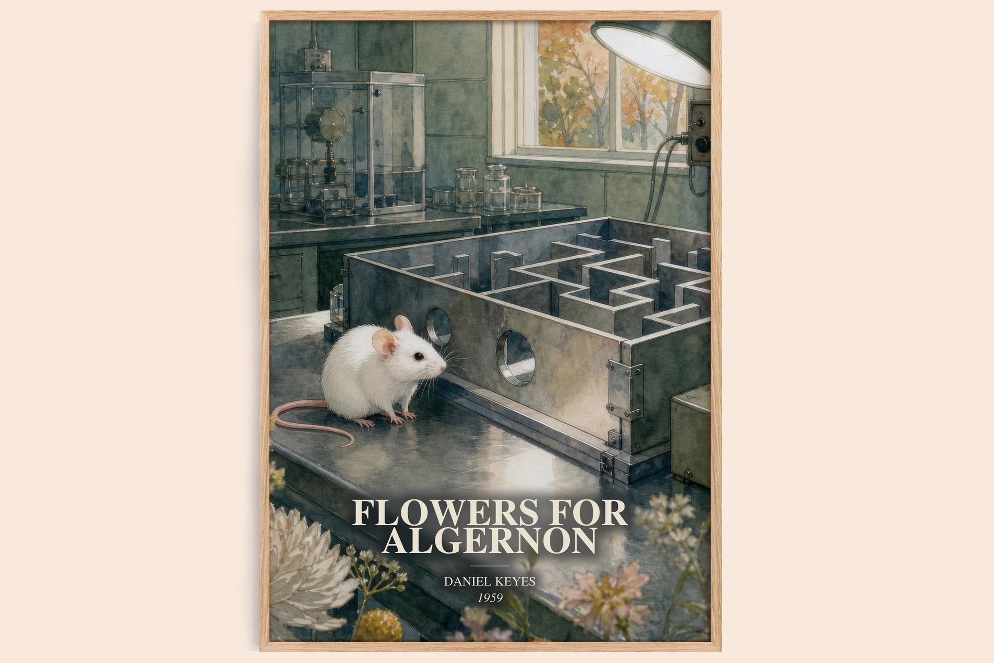Flowers for Algernon Book Watercolour Illustration by Daniel Keyes