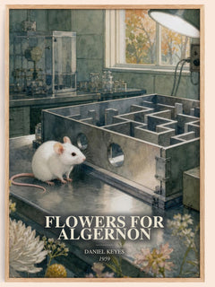 Flowers for Algernon watercolour book poster by Daniel Keyes – framed literary art print