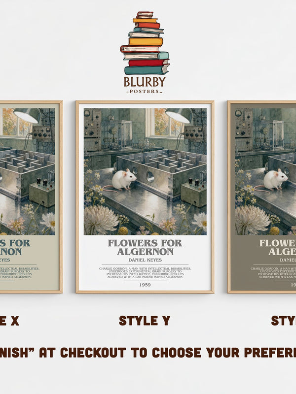 Flowers for Algernon bookish print in frame leaning in hallway – sci fi wall art