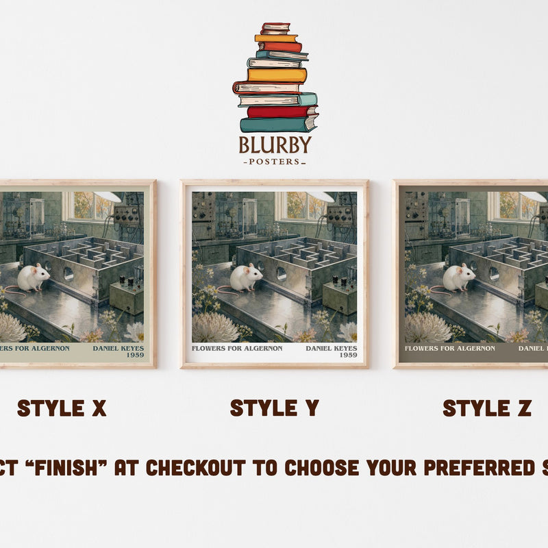 Flowers for Algernon literary print in frame leaning in hallway – sci fi wall art
