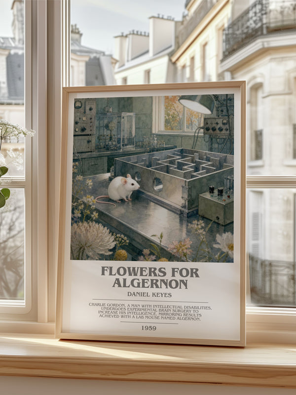 Flowers for Algernon bookish poster colour and style options – Daniel Keyes book art