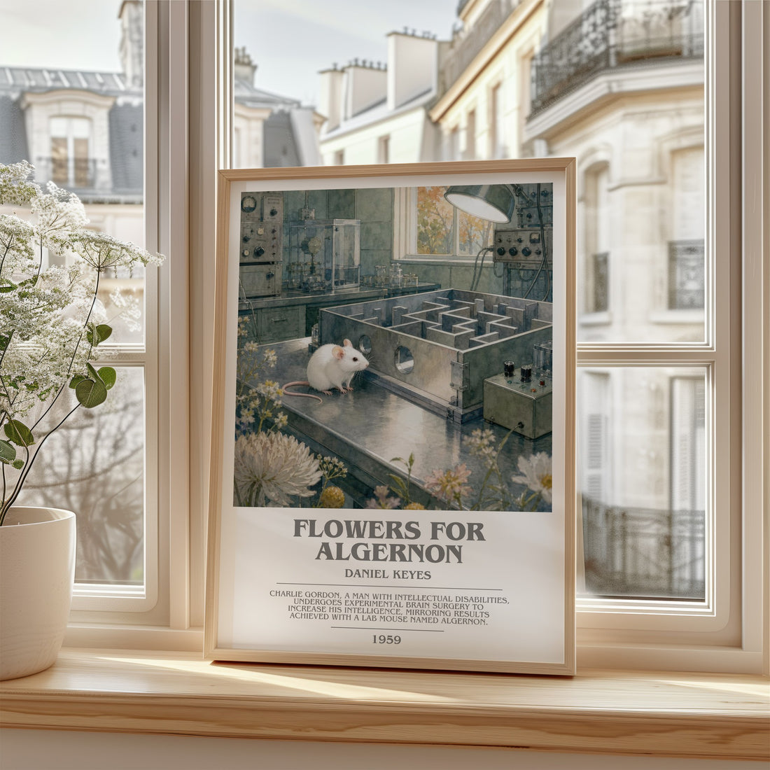 Flowers for Algernon bookish poster colour and style options – Daniel Keyes book art