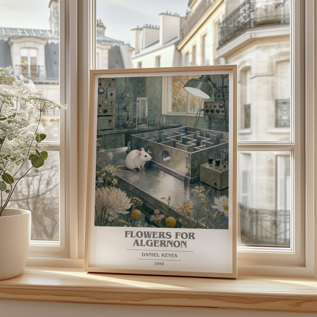 Flowers for Algernon book cover poster colour and style options – Daniel Keyes book art