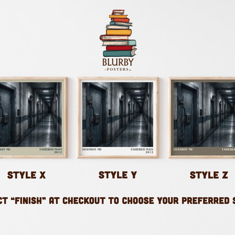 Destroy Me literary print in frame leaning in hallway – young adult wall art