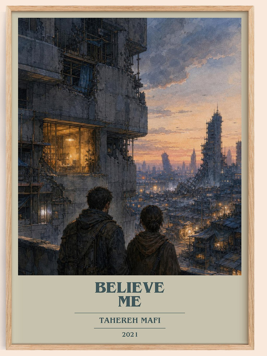 Believe Me book cover book poster by Tahereh Mafi – framed literary art print
