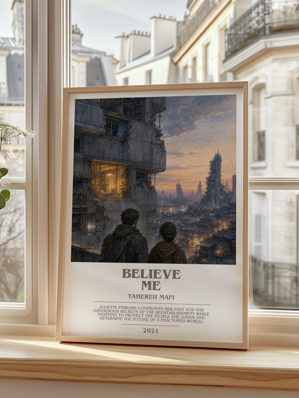 Believe Me bookish poster colour and style options – Tahereh Mafi book art