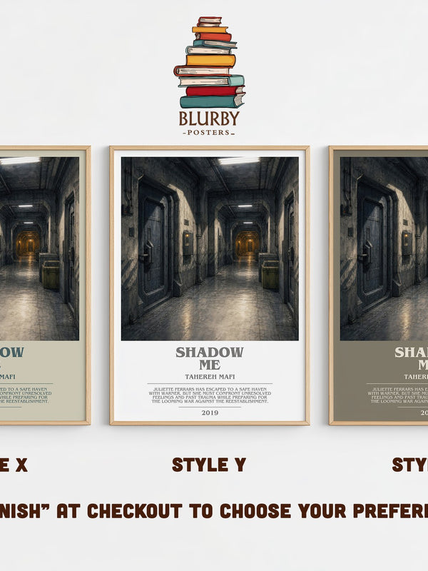 Shadow Me bookish print in frame leaning in hallway – young adult wall art
