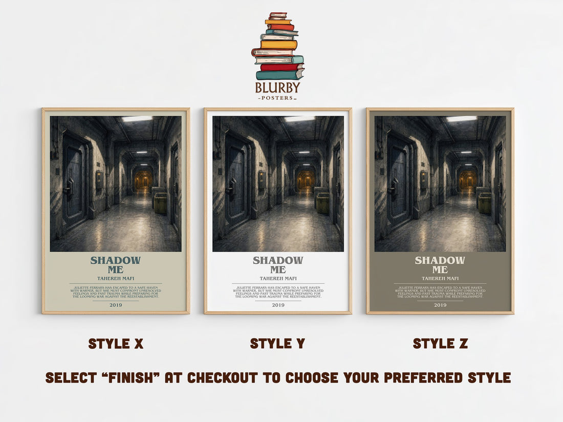 Shadow Me bookish print in frame leaning in hallway – young adult wall art (mockup)