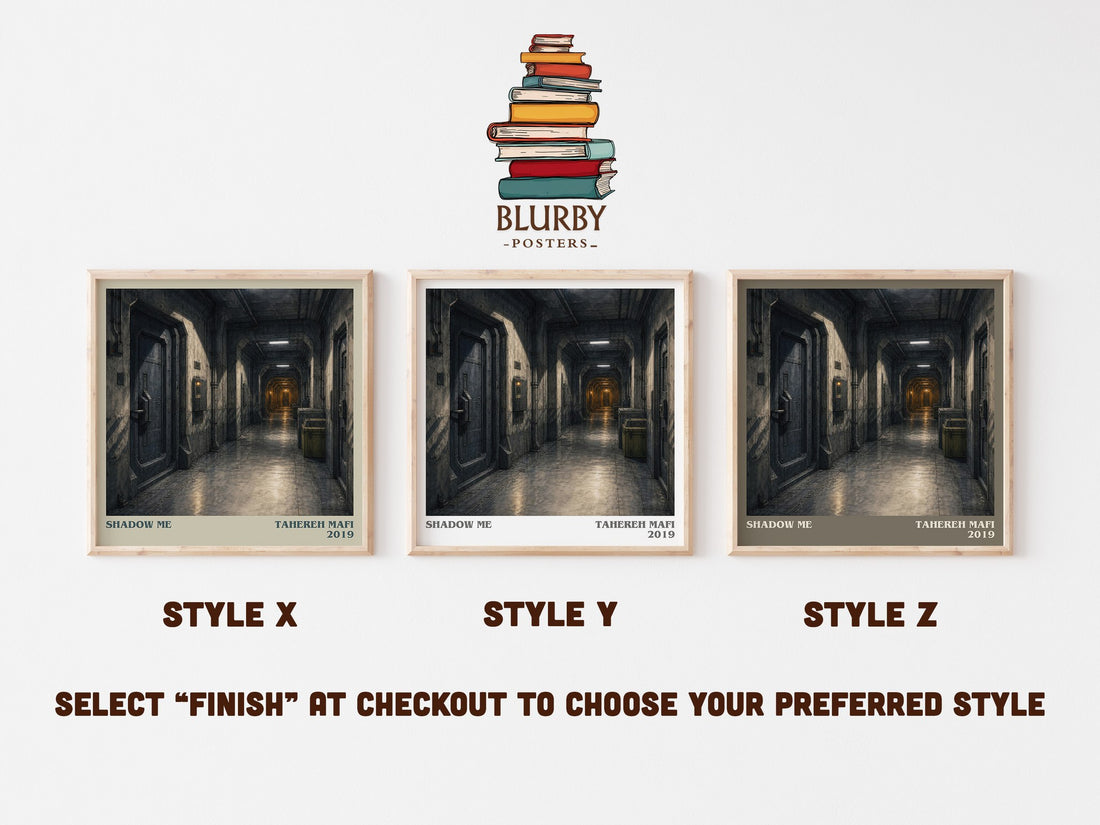 Shadow Me literary print in frame leaning in hallway – young adult wall art (mockup)