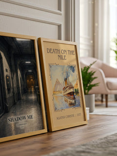Shadow Me watercolour print framed by window – literary home decor
