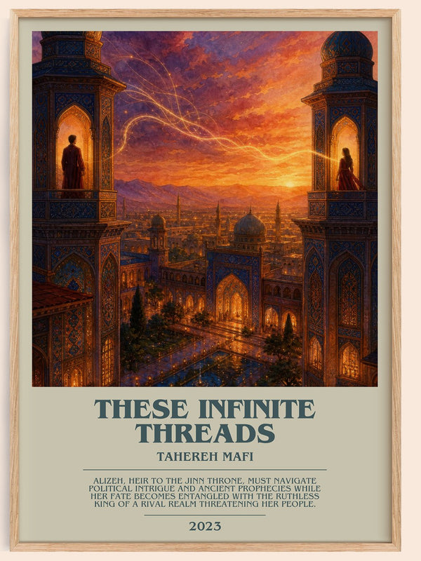 These Infinite Threads bookish book poster by Tahereh Mafi – framed literary art print