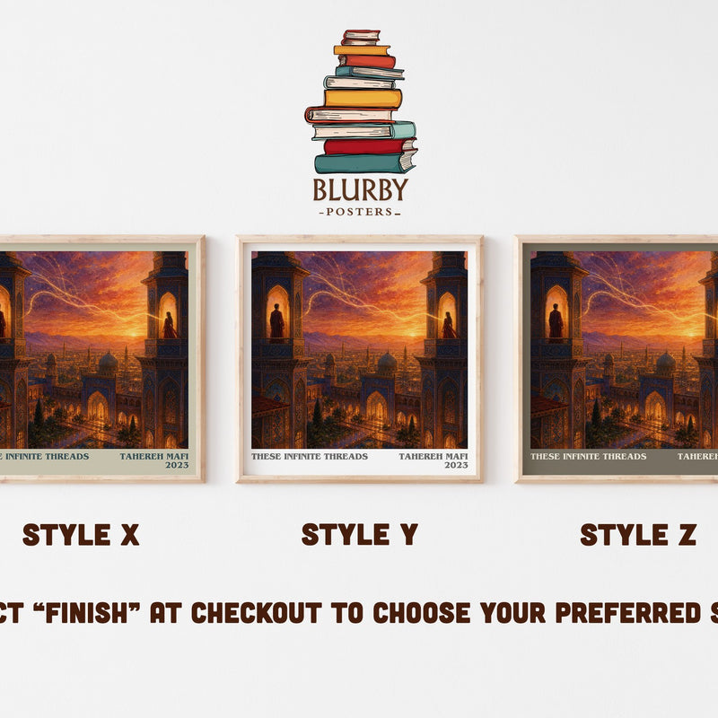 These Infinite Threads literary print in frame leaning in hallway – fantasy wall art