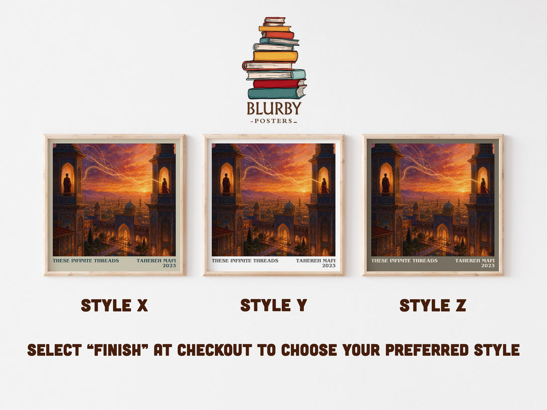These Infinite Threads literary print in frame leaning in hallway – fantasy wall art (mockup)