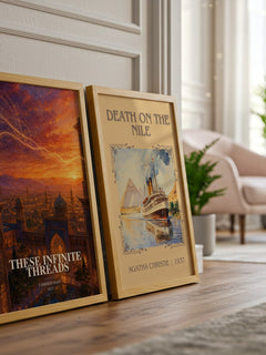 These Infinite Threads watercolour print framed by window – literary home decor