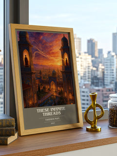 These Infinite Threads book cover print framed by window – literary home decor