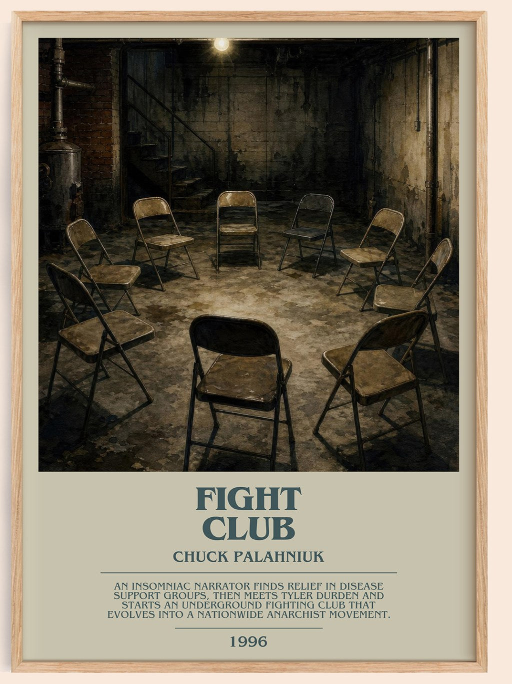 Fight Club bookish book poster by Chuck Palahniuk – framed literary art print
