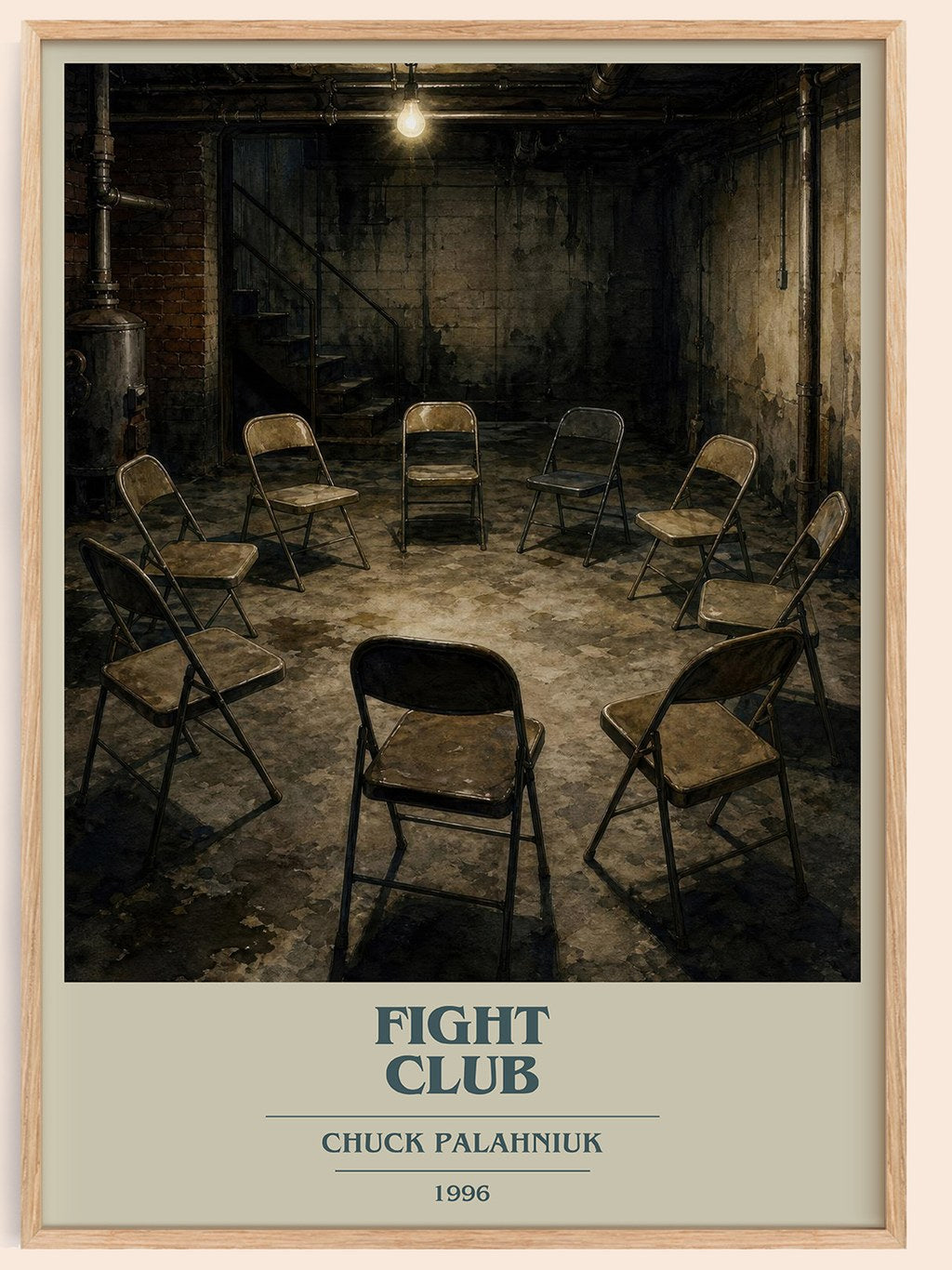 Fight Club book cover book poster by Chuck Palahniuk – framed literary art print