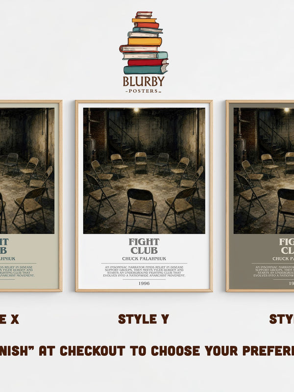 Fight Club bookish print in frame leaning in hallway – contemporary fiction wall art