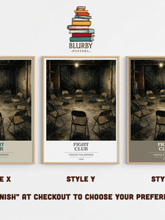 Fight Club book cover print in frame leaning in hallway – contemporary fiction wall art