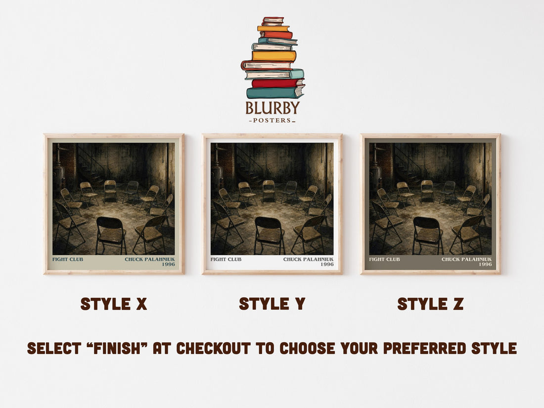 Fight Club literary print in frame leaning in hallway – contemporary fiction wall art (mockup)
