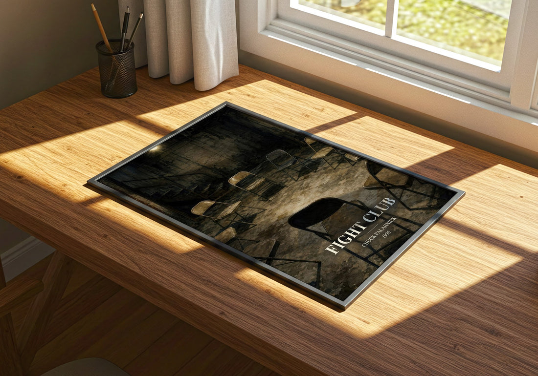 Fight Club watercolour book poster framed on wall – contemporary fiction wall art