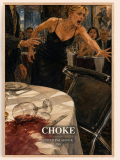 Choke watercolour book poster by Chuck Palahniuk – framed literary art print