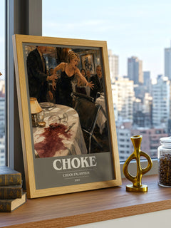 Choke book cover print framed by window – literary home decor