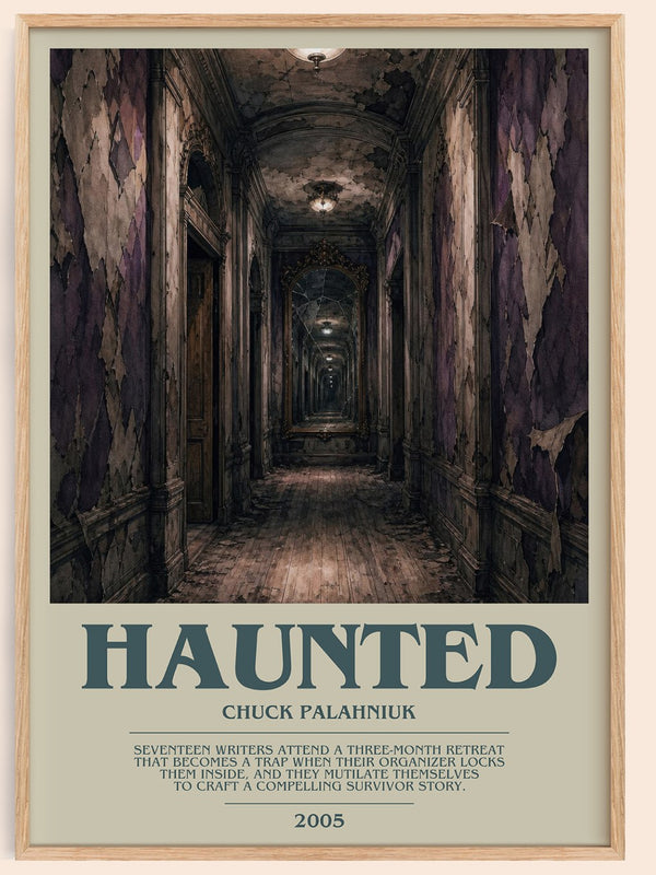 Haunted bookish book poster by Chuck Palahniuk – framed literary art print