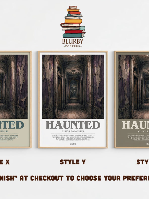 Haunted bookish print in frame leaning in hallway – horror wall art