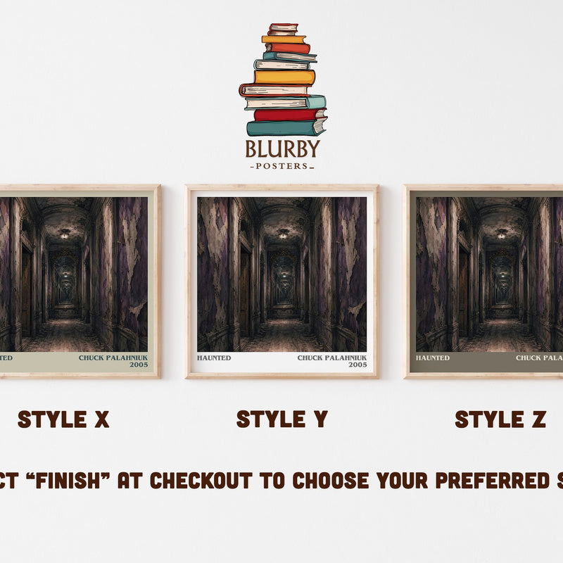 Haunted literary print in frame leaning in hallway – horror wall art