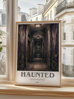 Haunted book cover poster colour and style options – Chuck Palahniuk book art