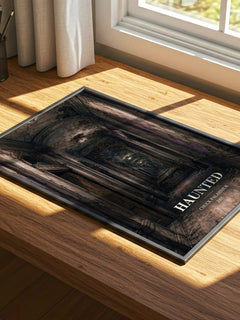Haunted watercolour book poster framed on wall – horror wall art