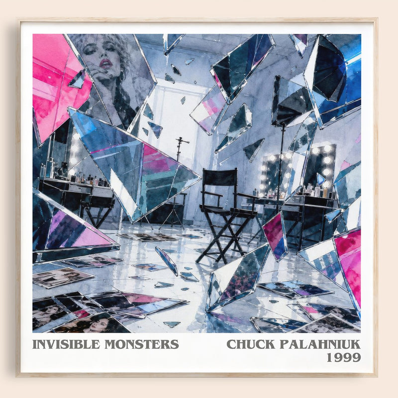 Invisible Monsters literary book poster by Chuck Palahniuk – framed literary art print