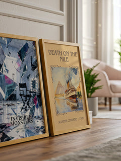 Invisible Monsters watercolour print framed by window – literary home decor