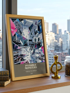 Invisible Monsters book cover print framed by window – literary home decor