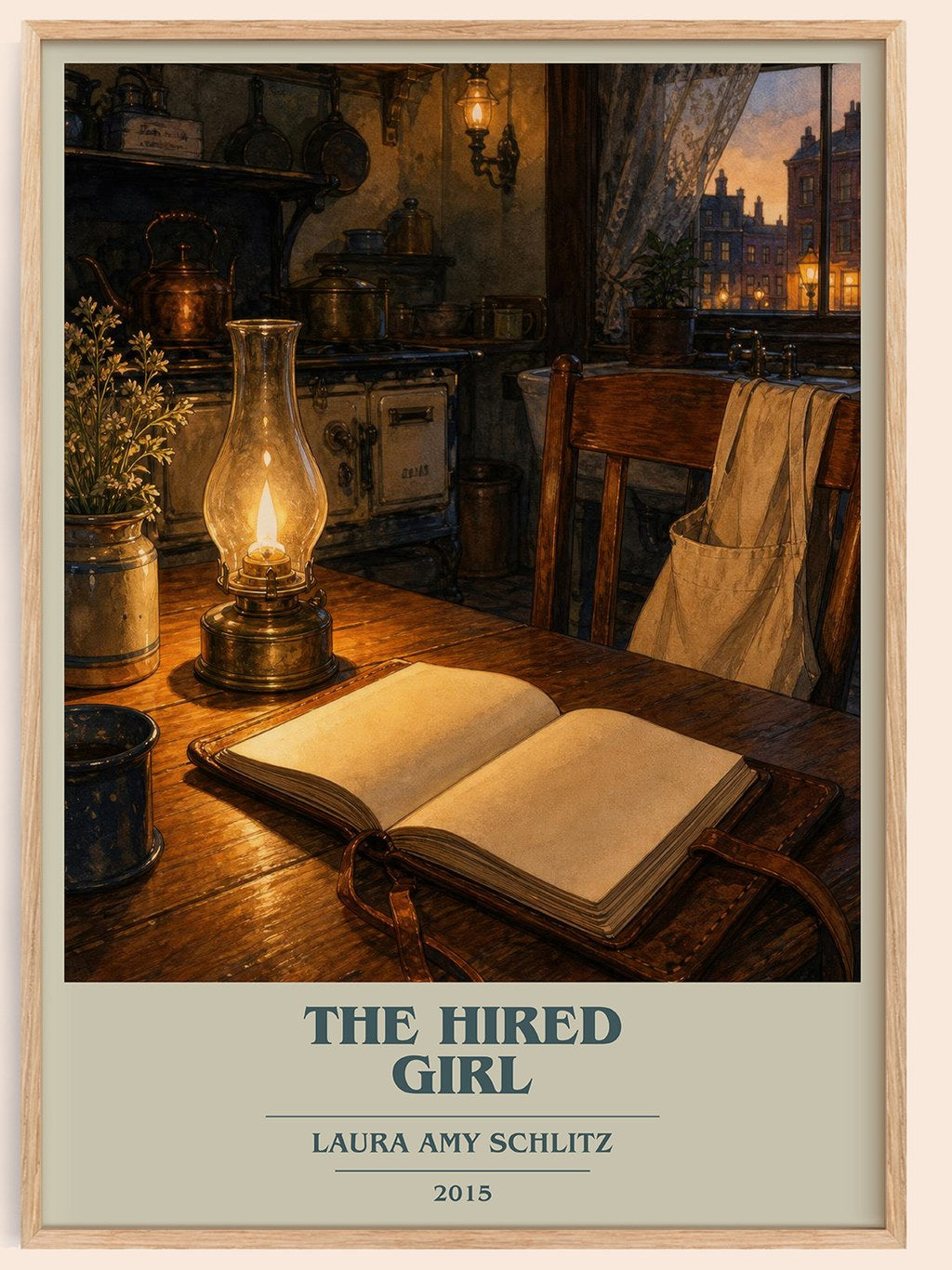The Hired Girl book cover book poster by Laura Amy Schlitz – framed literary art print