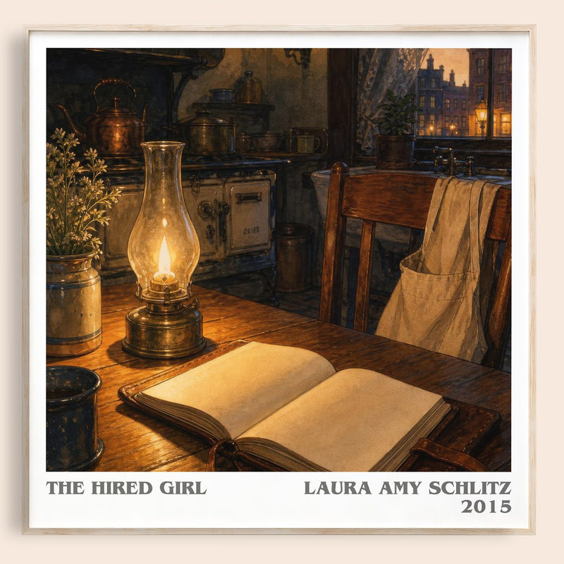 The Hired Girl literary book poster by Laura Amy Schlitz – framed literary art print