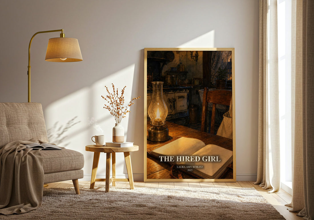 The Hired Girl watercolour print in frame leaning in hallway – young adult wall art