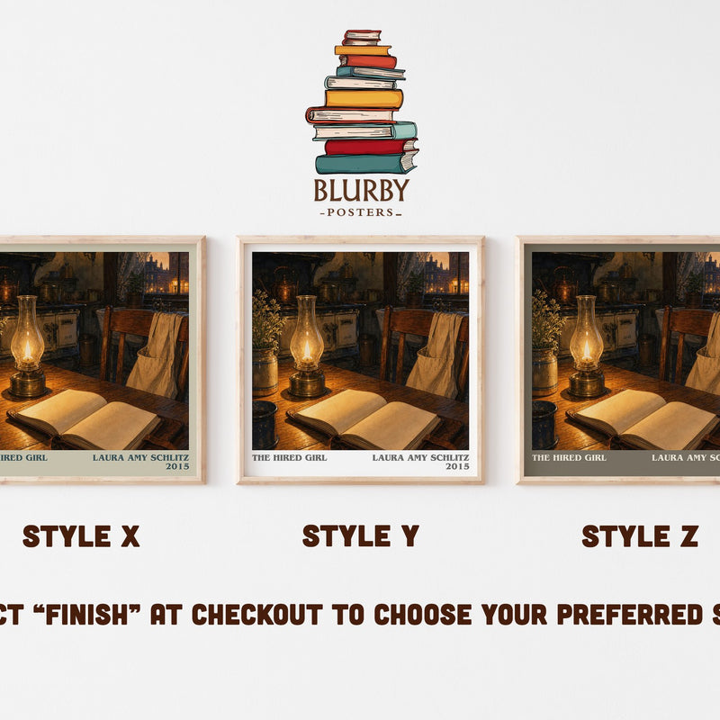 The Hired Girl literary print in frame leaning in hallway – young adult wall art