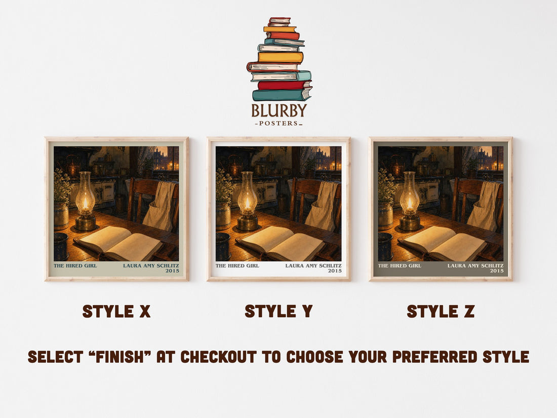 The Hired Girl literary print in frame leaning in hallway – young adult wall art (mockup)