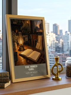 The Hired Girl book cover print framed by window – literary home decor