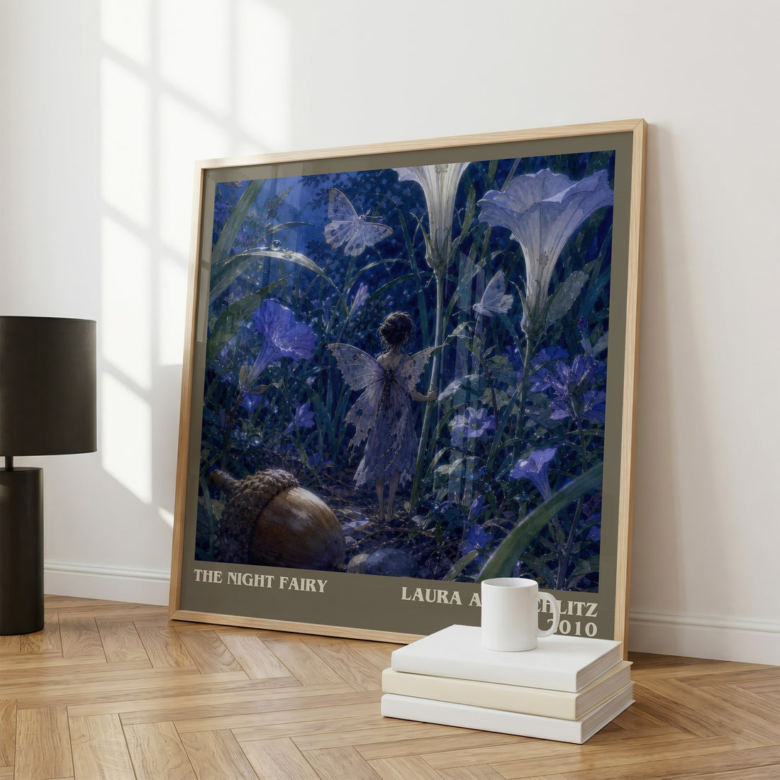 The Night Fairy literary print framed by window – literary home decor