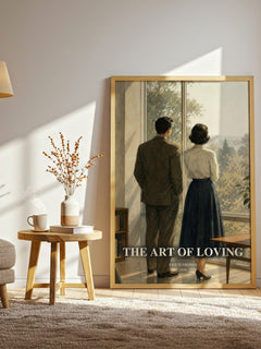 The Art of Loving watercolour print in frame leaning in hallway – philosophy wall art