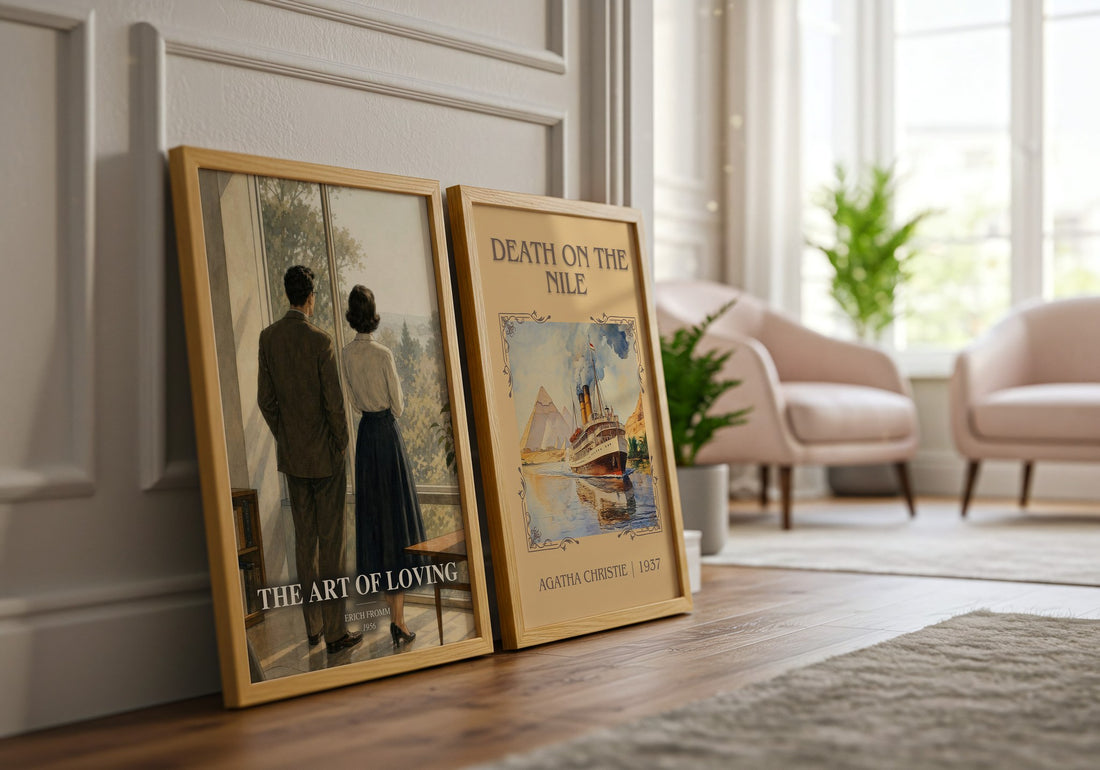 The Art of Loving watercolour print framed by window – literary home decor