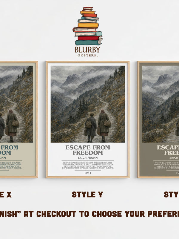 Escape from Freedom bookish print in frame leaning in hallway – philosophy wall art