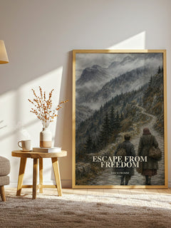 Escape from Freedom watercolour print in frame leaning in hallway – philosophy wall art