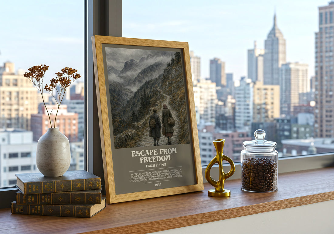 Escape from Freedom bookish print framed by window – literary home decor