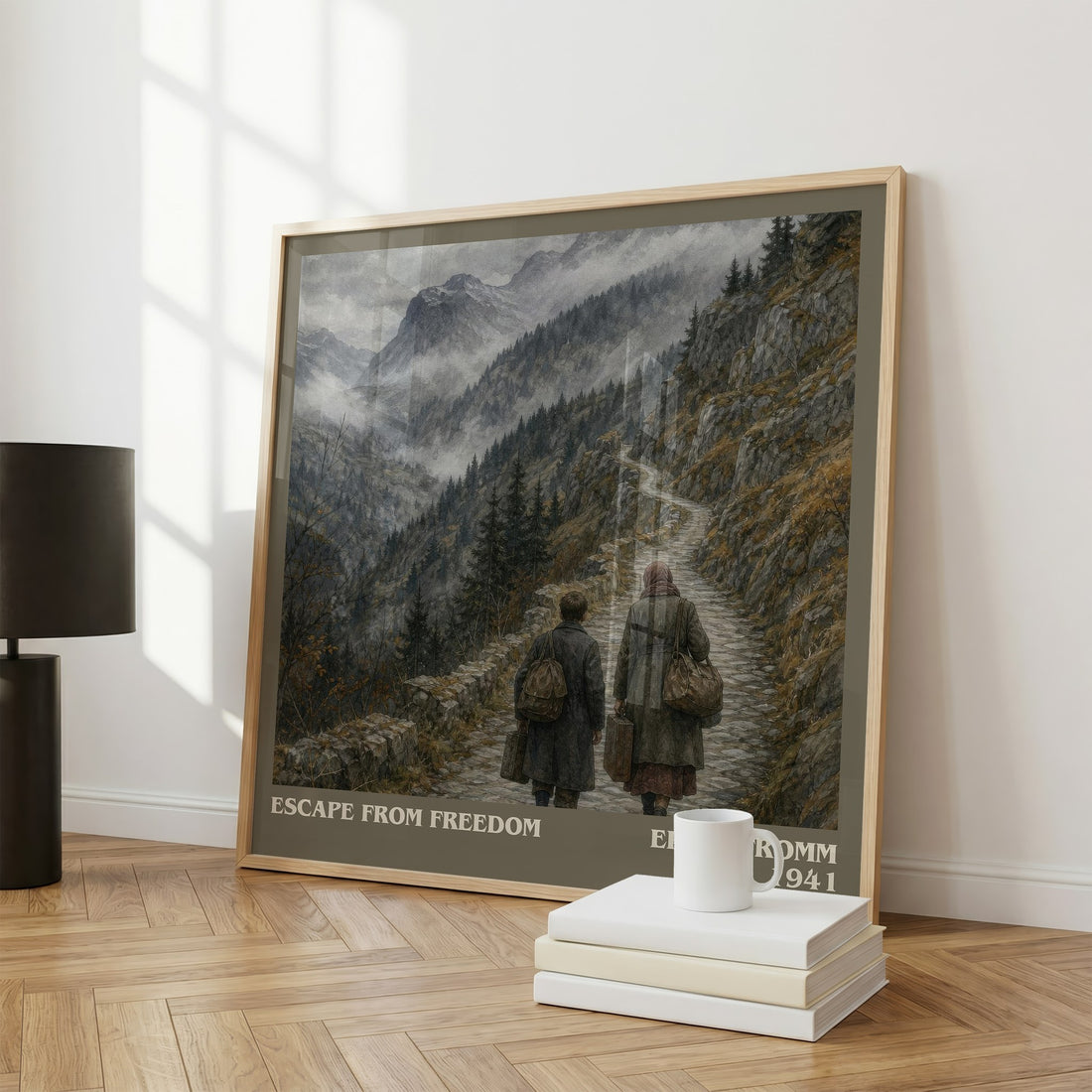 Escape from Freedom literary print framed by window – literary home decor