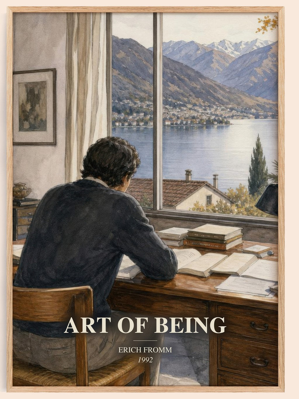 Art of Being watercolour book poster by Erich Fromm – framed literary art print